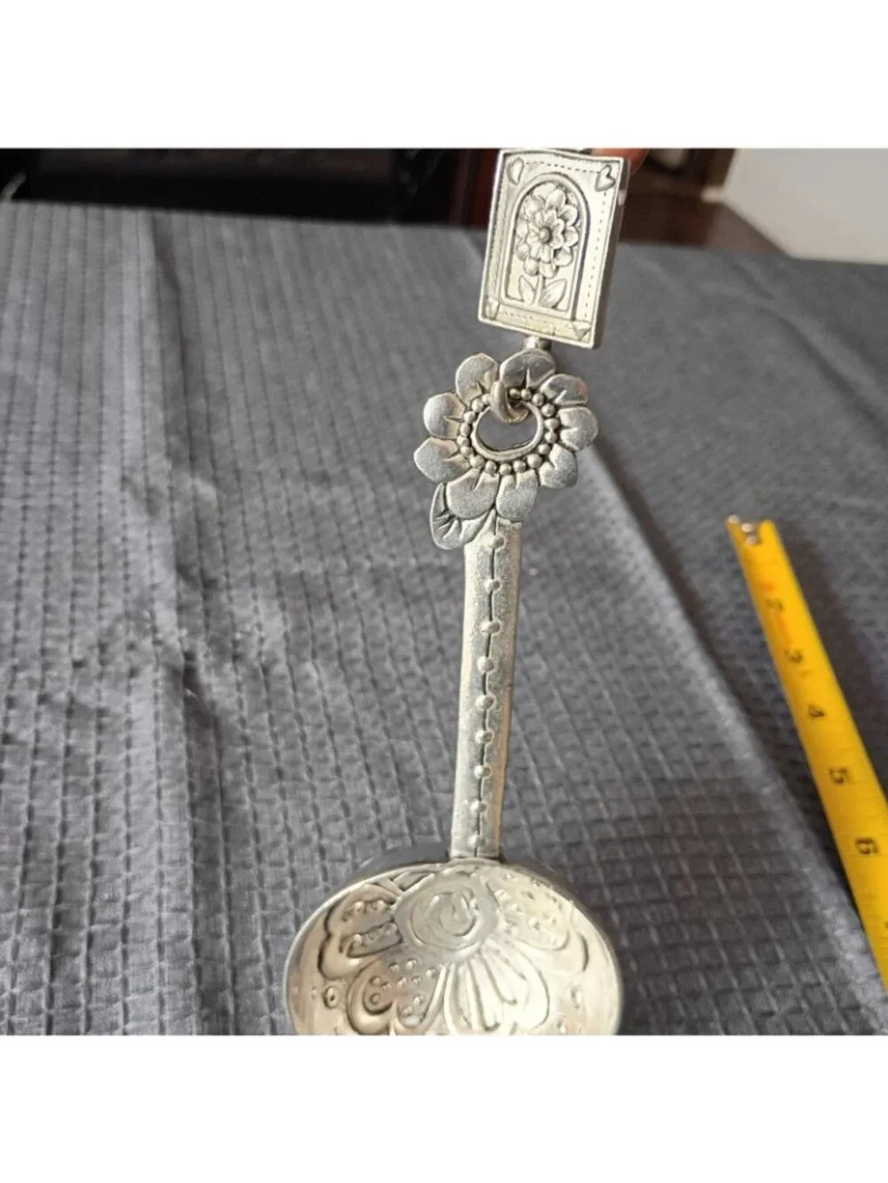 Spoon Silver Floral With Holder